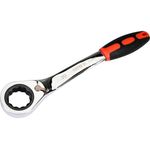 Ключ накидний вигнутий YATO M30 з тріщаткою, прогумована ручка, фото , изображение 2 | SNABZHENIE.com.ua