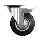 Колесо до візка &Oslash;=160 мм, b=40 мм VOREL з обертовою опорою і гальмом; h=195 мм, навантаження 130 кг, фото  | SNABZHENIE.com.ua