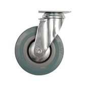 Колесо до візка &Oslash;= 75 мм, b= 21мм VOREL; сіра гума, з обертовою опорою; h=104мм, навантаж.-30кг, фото  | SNABZHENIE.com.ua