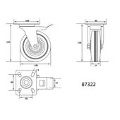 Колесо до візка &Oslash;=100 мм, b=27 мм VOREL з обертовою опорою і гальмом; h=130 мм, навантаження - 60 кг, фото , зображення 2 | SNABZHENIE.com.ua