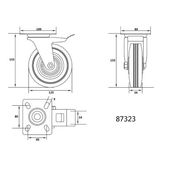 Колесо до візка &Oslash;=125 мм, b=34 мм VOREL з обертовою опорою і гальмом; h=155 мм, навантаження - 100 кг, фото , зображення 2 | SNABZHENIE.com.ua