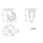 Колесо до візка &Oslash;=100мм, b=26 мм VOREL; сіра гума, з обертовою опорою; h=134мм, навантаж.-45кг, фото , зображення 3 | SNABZHENIE.com.ua
