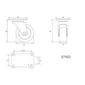 Колесо до візка поліпропіленове &Oslash;= 65мм, b= 23мм VOREL з обертовою опорою; h= 84мм, навантаження - 30кг, фото , зображення 3 | SNABZHENIE.com.ua