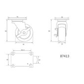 Колесо до візка поліпропіленове &Oslash;=65мм, b=23мм VOREL з обертовою опорою і гальмом; h=84мм, навантаження-30кг, фото , зображення 2 | SNABZHENIE.com.ua