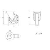 Колесо до візка &Oslash;=125мм, b=27мм VOREL з обертовою опорою і кріпильним отвором; h=158мм, навантаження - 50кг [24], фото , зображення 2 | SNABZHENIE.com.ua