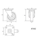 Колесо до візка &Oslash;= 75 мм, b= 21мм VOREL; сіра гума, з обертовою опорою; h=104мм, навантаж.-30кг, фото , зображення 4 | SNABZHENIE.com.ua