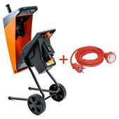 GTM Подрібнювач садовий DS2500/40 KIT, 220В, 2500Вт, гілки до 40мм, ножі + подовжувач 10м помаранч., фото , изображение 3 | SNABZHENIE.com.ua