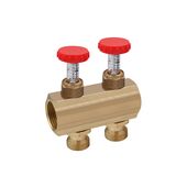 Регулирующий коллектор Karro 2 выхода 1х3/4с с расходомером, латунный, фото  | SNABZHENIE.com.ua