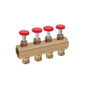 Коллектор Karro 4 выхода 1x3/4 с расходомером, латунный KR-1011U, фото  | SNABZHENIE.com.ua