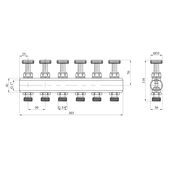 Коллектор Karro 6 выходов 1х3/4 с расходомером, латунный KR-1011U, фото , изображение 2 | SNABZHENIE.com.ua