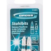 Набор бит РН2 х 25, сталь S2, 2 шт. GROSS, фото , изображение 4 | SNABZHENIE.com.ua