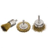 Набор щеток MATRIX для дрели 3 шт: 1 плоская, 2 чашечные 25-50 мм, фото , изображение 2 | SNABZHENIE.com.ua