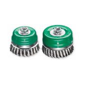 Щетка чашечная 100 х М14 х 2,0 скрученная жгутами нержавеющая проволока 0,5 мм 9000 об/мин LESSMANN (486817)