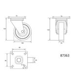 Колесо до візка &Oslash;=100мм, b=26 мм VOREL; сіра гума, з обертовою опорою; h=134мм, навантаж.-45кг, фото , зображення 2 | SNABZHENIE.com.ua