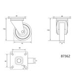 Колесо до візка &Oslash;= 75 мм, b= 21мм VOREL; сіра гума, з обертовою опорою; h=104мм, навантаж.-30кг, фото , зображення 2 | SNABZHENIE.com.ua