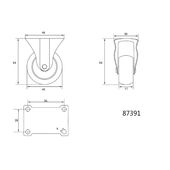 Колесо до візка поліпропіленове &Oslash;=40 мм, b= 17 мм VOREL зі штивною опорою; h= 54 мм, навантаження - 20 кг [280], фото , зображення 2 | SNABZHENIE.com.ua