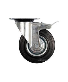 Колесо до візка &Oslash;=125 мм, b=34 мм VOREL з обертовою опорою і гальмом; h=155 мм, навантаження - 100 кг, фото  | SNABZHENIE.com.ua
