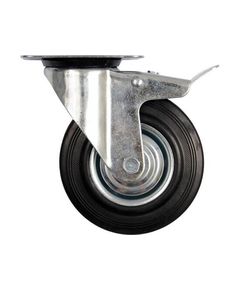 Колесо для візка Ø=200 мм, b=46 мм VOREL з обертовою опорою і гальмом; h=235 мм, навантаження - 150 кг [6], фото  | SNABZHENIE.com.ua