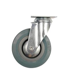 Колесо для візка Ø= 75 мм, b= 21мм VOREL; сіра гума, з обертовою опорою; h=104мм, навантаження - 30кг, фото  | SNABZHENIE.com.ua