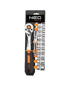 Neo Tools Набір торцевих головок, 12шт, 3/8", тріскачка 90 зубців, CrV, фото  | SNABZHENIE.com.ua