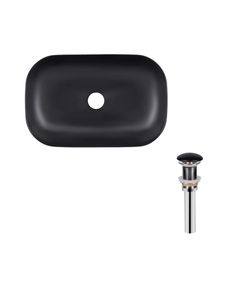 Комплект Qtap Robin: Раковина накладная прямоугольная 610x400x145 мм Matt Black + Донный клапан PU03, фото  | SNABZHENIE.com.ua