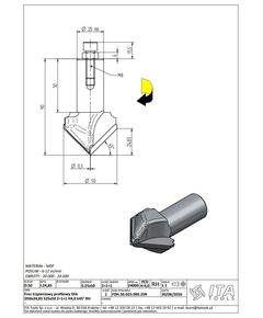 FDH. Фреза D=50 I=24,85 S=25x50 Z=1+1 H4,0 k45° RH ITA TOOLS, фото  | SNABZHENIE.com.ua