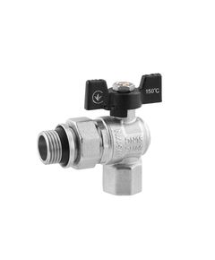 Кран-американка шаровой угловой Kroner 1/2" ВН PN40 бабочка, никелированный, фото  | SNABZHENIE.com.ua