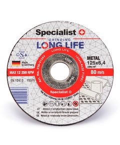 Диск шлифовальный для металла Specialist+ LONG LIFE 125x6,4x22, фото  | SNABZHENIE.com.ua
