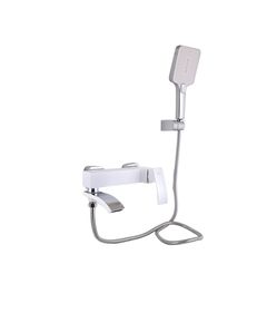 Смеситель для ванны Qtap Swan Cascada с поворотным изливом (c душевым гарнитуром) QTSWA260CRW45569 Chrome/White, фото  | SNABZHENIE.com.ua