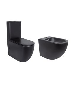 Акционный набор: Унитаз напольный Robin Ultra Quiet QT13226083AMB 660x360x855 Black + Биде напольное Robin QT13442141CMB 565x360x405 Black, фото  | SNABZHENIE.com.ua