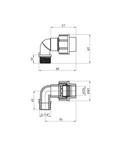 Колено ПЭ SantehPlast 20х3/4" РН, фото  | SNABZHENIE.com.ua
