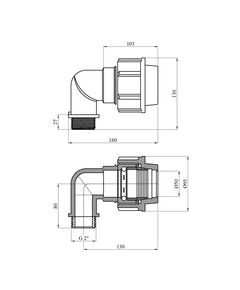 Колено ПЭ SantehPlast 50х2" РН, фото  | SNABZHENIE.com.ua