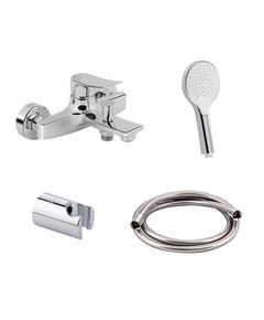 Комплект для ванной комнаты Qtap Nihonto Chrome: Смеситель QTNH3022101DC + Держатель QTCRMA030 + Шланг QTHADPVC160C + Лейка QTRUCA115O3KCW, фото  | SNABZHENIE.com.ua