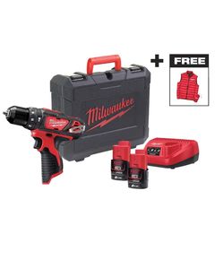 Дрель-шуруповерт аккумуляторная ударная MILWAUKEE M12 BPDMC-202C (30 Нм) + ЖИЛЕТКА, фото  | SNABZHENIE.com.ua