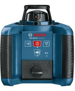 Bosch Нівелір лазерний ротаційний Professional GRL 250 HV, 30м/з приймачем 125м, ±0.1мм/м, 150/300/600 об/хв, IP54, 1.8кг, кейс, пульт RC1, окуляри, мішень, фото  | SNABZHENIE.com.ua