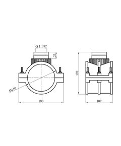Седловая врезка ПЭ SantehPlast 110х1 1/4", фото  | SNABZHENIE.com.ua