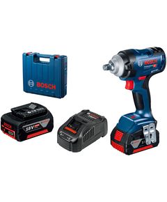 Bosch Гайкокрут Professional GDS 18V-400 акум, 2* 18 В GBA 5 Аг, 400 Нм, 0-2500 об/хв, ЗУ GAL 18V-40, кейс, зажим квадрат, 1.87 кг, фото  | SNABZHENIE.com.ua