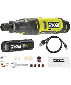 Ryobi Шліфмашина шліфувально-гравірувальна акумуляторна USB Lithium RRT4-120GA15 4В 1х2А·год 15 аксесуарів 0.23кг, фото  | SNABZHENIE.com.ua