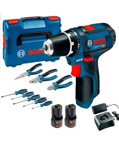 Bosch Шурупокрут-дриль акумуляторний GSB 12В 2х2А·год 30Нм 400·1300об·хв 0.89кг GAL 12V-20 + набір ручного інструменту, фото  | SNABZHENIE.com.ua