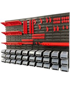 Kistenberg Панель підвісна з набором контейнерів, гачків та полиць KS_kit12, 4 панелі 57.6*1.8*39см, 30 контейнерів, 40 гачків, 4 полиці, пластик, фото  | SNABZHENIE.com.ua