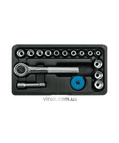 Набір торцевих головок VOREL: квадрат 1/4, М4-13 мм з тріщаткою [16 Од.] [20], фото  | SNABZHENIE.com.ua
