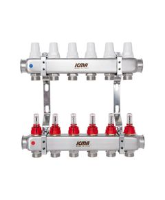 Коллектор Icma № К073 с расходомерами (нерж.) 1" х 3/4" на 12 выходов, фото  | SNABZHENIE.com.ua