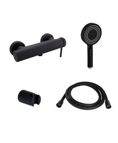 Комплект Qtap Robin Black Matt: Смеситель QTROB4060102B + Держатель QT829910842854OB + Шланг QTHADPVCSQ160B + Лейка QTRUC125BLM45951, фото  | SNABZHENIE.com.ua