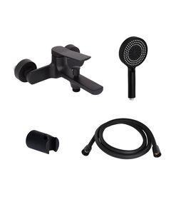 Комплект Qtap Slavonice Black Matt: Смеситель QTSLA259BLM45918 + Держатель QT829910842854OB + Шланг QTHADPVCSQ160B + Лейка QTRUC125BLM45951, фото  | SNABZHENIE.com.ua