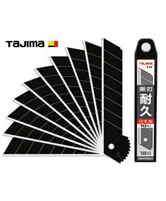 Лезвия для ножа 18 мм TAJIMA (Япония) CB50RBKH 18 мм черные сегментные 10 шт, фото  | SNABZHENIE.com.ua