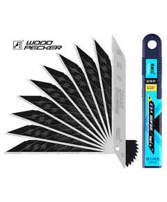 Лезвия для ножа 9мм черные нержавеющие угол 30° Woodpecker 10шт FD-BS40A, фото  | SNABZHENIE.com.ua