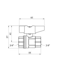 Кран шаровой Karro UNO 3/4" ВВ PN40 бабочка, никелированный, фото  | SNABZHENIE.com.ua