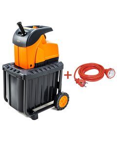 GTM Подрібнювач садовий DS2800/45 KIT, 220В, 2800Вт, гілки до 45мм, ножі, контейнер 60л + подовжувач 10м помаранч., фото  | SNABZHENIE.com.ua