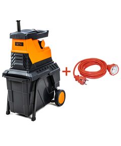 GTM Подрібнювач садовий MS2800/45 KIT, 220В, 2800Вт, гілки до 45мм, фреза, контейнер 55л + подовжувач 10м помаранч., фото  | SNABZHENIE.com.ua