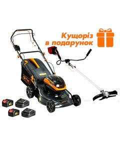 GTM Газонокосарка акум. BLM48-SP, 2*18В, захват 48см, самохідна (+АКБ 4Аг-2шт., ЗП-2шт.) + Коса акум. BC36/340BL в подарунок, фото  | SNABZHENIE.com.ua